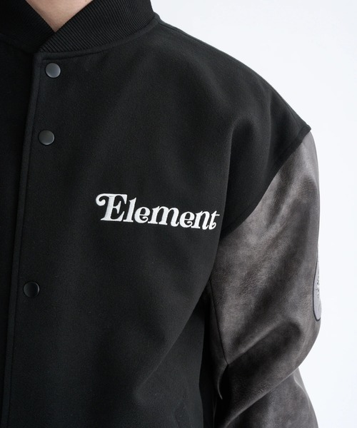 ELEMENT(エレメント)の「ELEMENT メンズ STADIUM JACKET ジャケット 【2025年秋冬モデル】 @autumn/エレメントスタジアムジャンパー(スタジャン)(ブルゾン・メンズ・ホワイト×ブラック/ブラック・MEDIUM/LARGE/X-LARGE)」の4枚目の写真