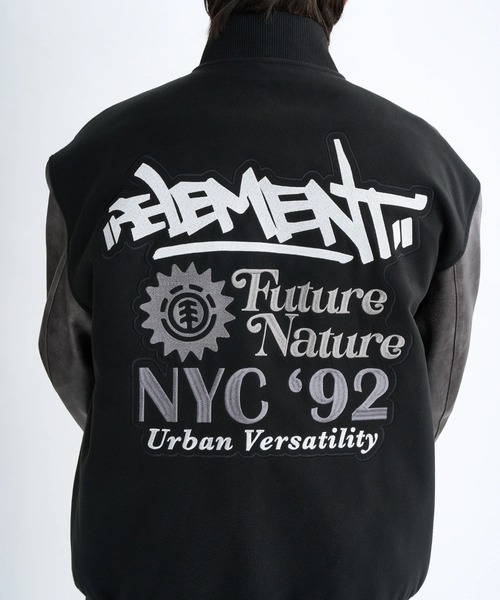 ELEMENT(エレメント)の「ELEMENT メンズ STADIUM JACKET ジャケット 【2025年秋冬モデル】 @autumn/エレメントスタジアムジャンパー(スタジャン)(ブルゾン・メンズ・ホワイト×ブラック/ブラック・MEDIUM/LARGE/X-LARGE)」の19枚目の写真