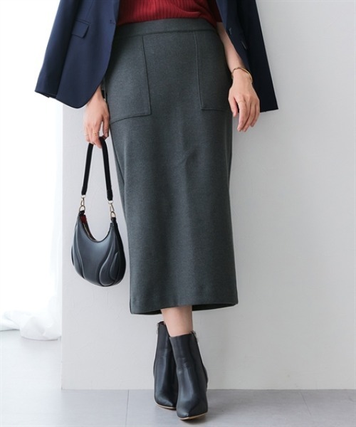 7days Life Styling(セブンデイズライフスタイリング)の「ウール調ふんわりジャージーベイカースカート (洗濯機OK)(スカート・レディース・チャコールグレー/ブラック・S/M/L/LL/3L/4L/5L/6L)」の1枚目の写真