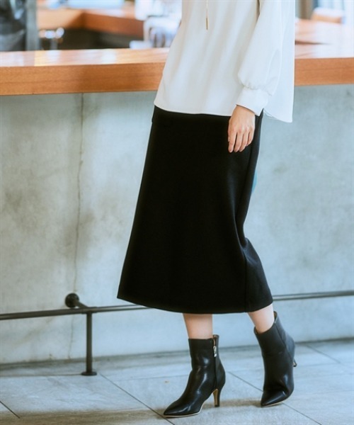 7days Life Styling(セブンデイズライフスタイリング)の「ウール調ふんわりジャージーベイカースカート (洗濯機OK)(スカート・レディース・チャコールグレー/ブラック・S/M/L/LL/3L/4L/5L/6L)」の5枚目の写真