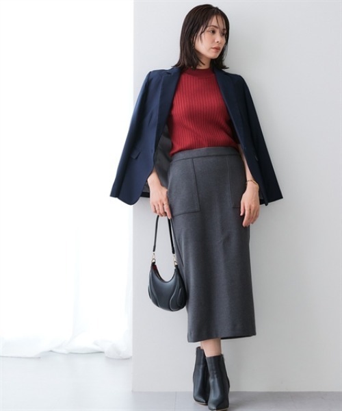 7days Life Styling(セブンデイズライフスタイリング)の「ウール調ふんわりジャージーベイカースカート (洗濯機OK)(スカート・レディース・チャコールグレー/ブラック・S/M/L/LL/3L/4L/5L/6L)」の6枚目の写真