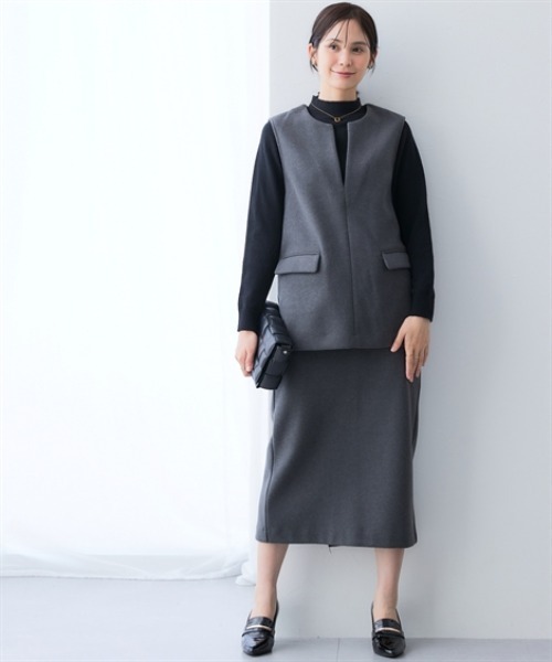 7days Life Styling(セブンデイズライフスタイリング)の「ウール調ふんわりジャージーベイカースカート (洗濯機OK)(スカート・レディース・チャコールグレー/ブラック・S/M/L/LL/3L/4L/5L/6L)」の8枚目の写真
