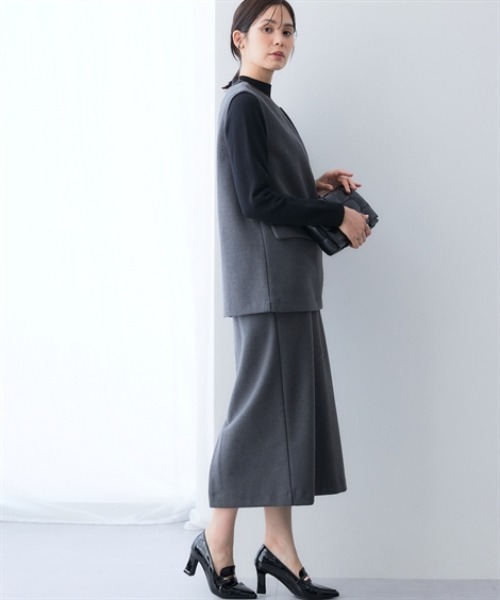 7days Life Styling(セブンデイズライフスタイリング)の「ウール調ふんわりジャージーベイカースカート (洗濯機OK)(スカート・レディース・チャコールグレー/ブラック・S/M/L/LL/3L/4L/5L/6L)」の9枚目の写真