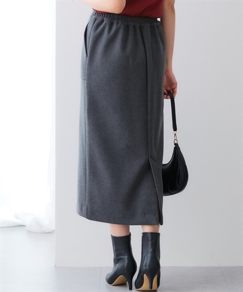 7days Life Styling(セブンデイズライフスタイリング)の「ウール調ふんわりジャージーベイカースカート (洗濯機OK)(スカート・レディース・チャコールグレー/ブラック・S/M/L/LL/3L/4L/5L/6L)」の12枚目の写真