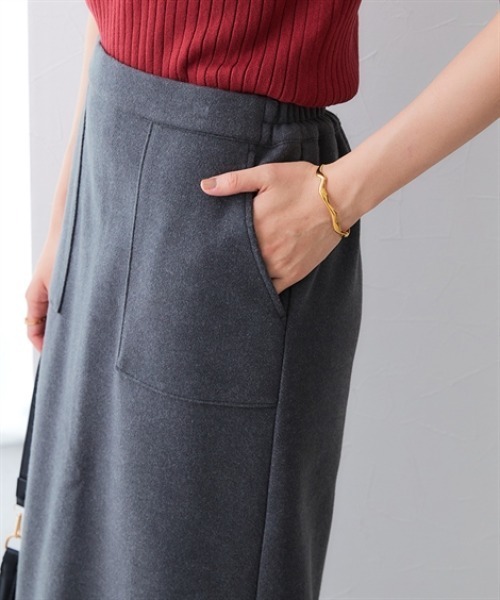 7days Life Styling(セブンデイズライフスタイリング)の「ウール調ふんわりジャージーベイカースカート (洗濯機OK)(スカート・レディース・チャコールグレー/ブラック・S/M/L/LL/3L/4L/5L/6L)」の15枚目の写真