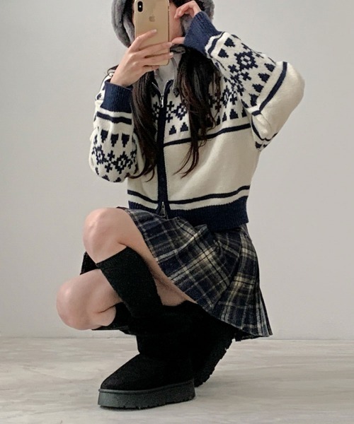 VIVID LADY(ビビッドレディー)の「ノルディック柄 Wジップニットブルゾン(ニット/セーター・レディース・グレー/アイボリー・FREE)」の20枚目の写真