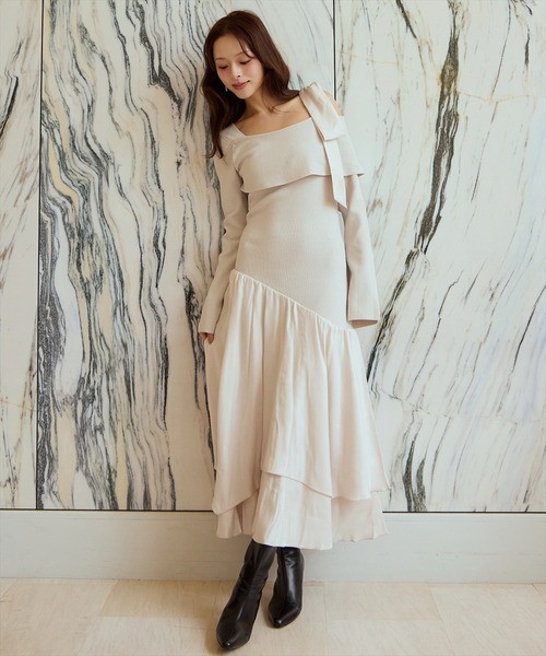 AND COUTURE（アンドクチュール）の「ショルダーリボンニット