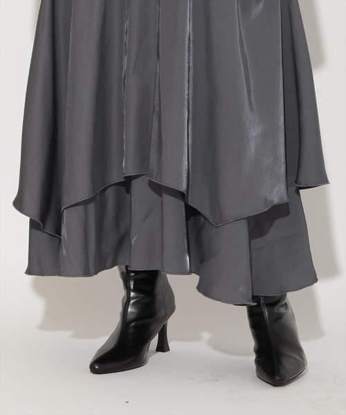 AND COUTURE(アンドクチュール)の「ショルダーリボンニットドッキングワンピース(ワンピース・レディース・チャコールグレー/ブラック/ピンク・FREE)」の21枚目の写真