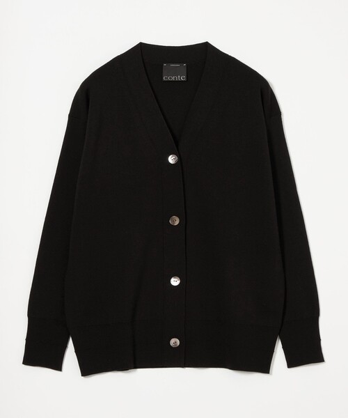 ★美品　【conte】スムースVネック ノーボタンカーディガン conte＞スムース Vネック ノーボタンカーディガン