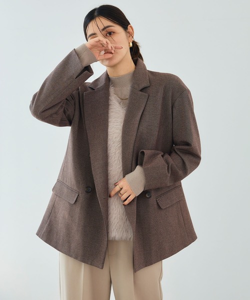 CROSS FUNCTION（クロスファンクション）の「《洗える》アクティかる  ウールライクジャケットコート【CROSS FUNCTION/クロスファンクション】（テーラードジャケット・レディース・グレー/モカ・LL/L/M）」の20枚目の写真