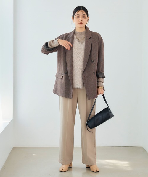 CROSS FUNCTION（クロスファンクション）の「《洗える》アクティかる  ウールライクジャケットコート【CROSS FUNCTION/クロスファンクション】（テーラードジャケット・レディース・グレー/モカ・LL/L/M）」の3枚目の写真