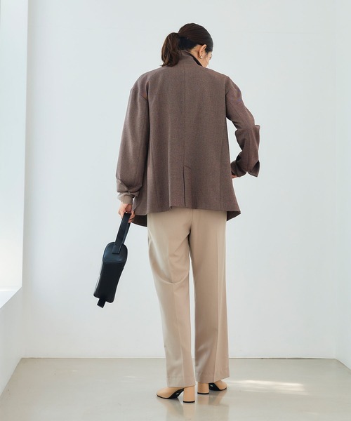 CROSS FUNCTION（クロスファンクション）の「《洗える》アクティかる  ウールライクジャケットコート【CROSS FUNCTION/クロスファンクション】（テーラードジャケット・レディース・グレー/モカ・LL/L/M）」の6枚目の写真