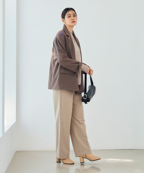 CROSS FUNCTION（クロスファンクション）の「《洗える》アクティかる  ウールライクジャケットコート【CROSS FUNCTION/クロスファンクション】（テーラードジャケット・レディース・グレー/モカ・LL/L/M）」の5枚目の写真