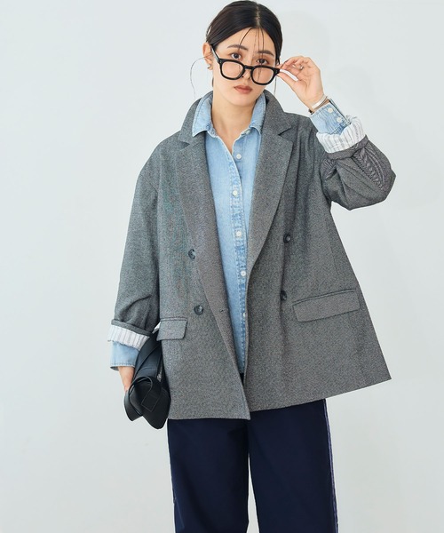 CROSS FUNCTION（クロスファンクション）の「《洗える》アクティかる  ウールライクジャケットコート【CROSS FUNCTION/クロスファンクション】（テーラードジャケット・レディース・グレー/モカ・LL/L/M）」の11枚目の写真