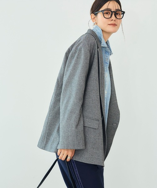CROSS FUNCTION（クロスファンクション）の「《洗える》アクティかる  ウールライクジャケットコート【CROSS FUNCTION/クロスファンクション】（テーラードジャケット・レディース・グレー/モカ・LL/L/M）」の12枚目の写真