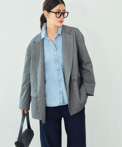 CROSS FUNCTION（クロスファンクション）の「《洗える》アクティかる  ウールライクジャケットコート【CROSS FUNCTION/クロスファンクション】（テーラードジャケット・レディース・グレー/モカ・LL/L/M）」の13枚目の写真