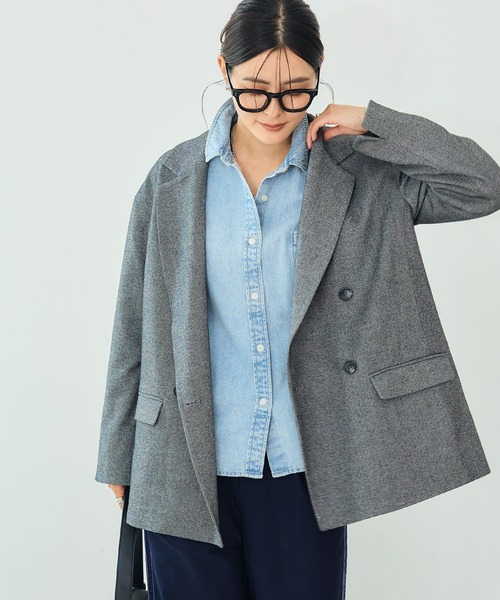 CROSS FUNCTION（クロスファンクション）の「《洗える》アクティかる  ウールライクジャケットコート【CROSS FUNCTION/クロスファンクション】（テーラードジャケット・レディース・グレー/モカ・LL/L/M）」の9枚目の写真