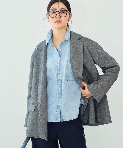 CROSS FUNCTION（クロスファンクション）の「《洗える》アクティかる  ウールライクジャケットコート【CROSS FUNCTION/クロスファンクション】（テーラードジャケット・レディース・グレー/モカ・LL/L/M）」の10枚目の写真