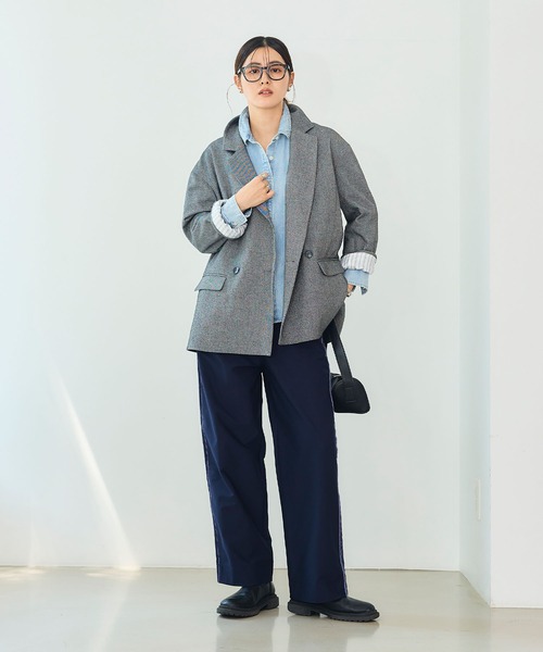 CROSS FUNCTION（クロスファンクション）の「《洗える》アクティかる  ウールライクジャケットコート【CROSS FUNCTION/クロスファンクション】（テーラードジャケット・レディース・グレー/モカ・LL/L/M）」の14枚目の写真