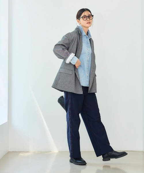 CROSS FUNCTION（クロスファンクション）の「《洗える》アクティかる  ウールライクジャケットコート【CROSS FUNCTION/クロスファンクション】（テーラードジャケット・レディース・グレー/モカ・LL/L/M）」の16枚目の写真