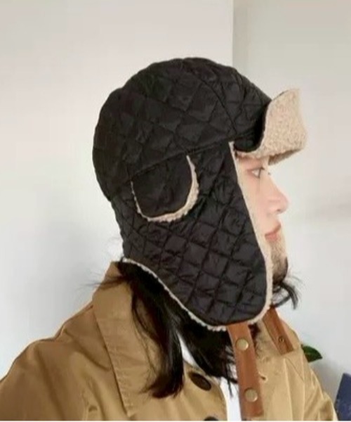 UP START（アップスタート）の「【LAMPOON】キルティングフライトキャップ（キャップ・レディース・アイボリー/ブラック・FREE）」の6枚目の写真