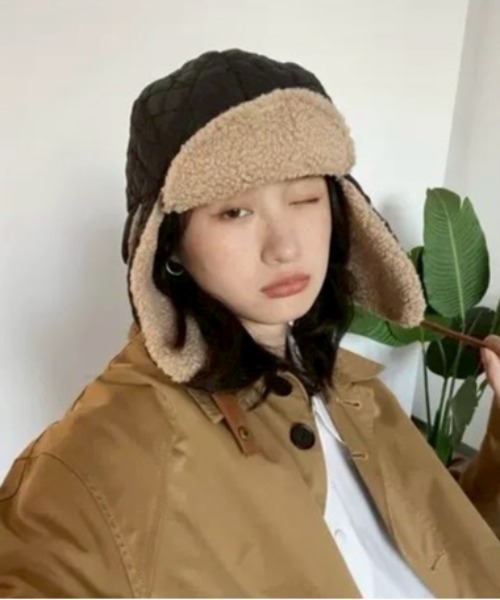 UP START（アップスタート）の「【LAMPOON】キルティングフライトキャップ（キャップ・レディース・アイボリー/ブラック・FREE）」の7枚目の写真