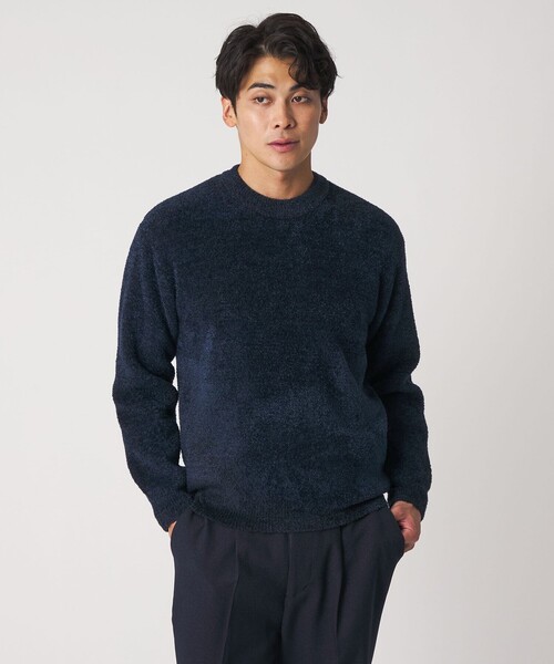 A DAY IN THE LIFE UNITED ARROWS(アデイインザライフユナイテッドアローズ)の「フェザー ヤーン ミラノリブ クルーネックニット-ウォッシャブル-<A DAY IN THE LIFE>(ニット/セーター・メンズ・ライトグレー/ダークグレー/ネイビー・M/L)」の1枚目の写真
