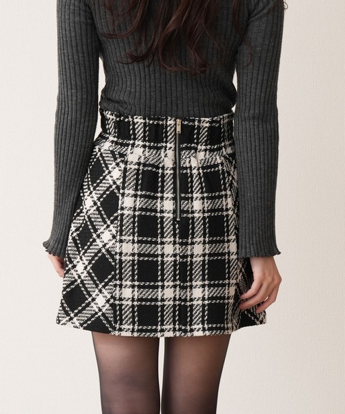ロービングチェックツィード 脇バイヤスミニスカ スカパン（スカート