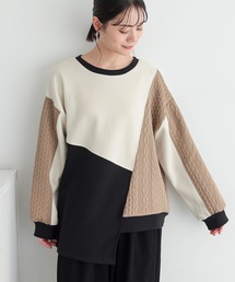 n'OrLABEL（ノアールレーベル）の「『裏起毛アシメ異素材プルオーバー』（スウェット）」