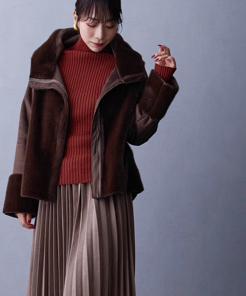 NICOLE white（ニコルホワイト）の「プレーティングリブタートル（ニット/セーター・レディース・ブラック/オフホワイト/グレー/テラコッタ・FREE）」の14枚目の写真