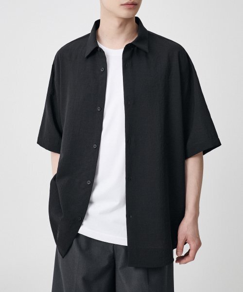 MUSINSA STANDARD（ムシンサスタンダード）の「リラックスドリネンライク半袖シャツ[ブラック]（シャツ/ブラウス・メンズ・その他・SMALL/MEDIUM/LARGE/X-LARGE/XX-LARGE）」の8枚目の写真