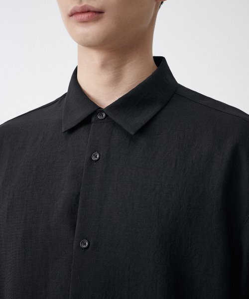 MUSINSA STANDARD（ムシンサスタンダード）の「リラックスドリネンライク半袖シャツ[ブラック]（シャツ/ブラウス・メンズ・その他・SMALL/MEDIUM/LARGE/X-LARGE/XX-LARGE）」の10枚目の写真