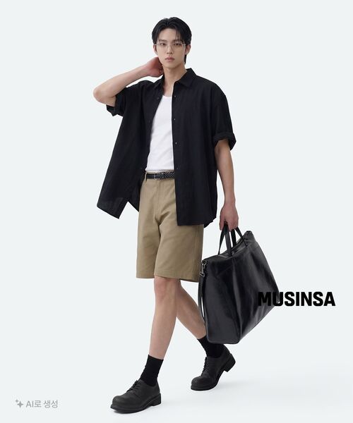 MUSINSA STANDARD（ムシンサスタンダード）の「リラックスドリネンライク半袖シャツ[ブラック]（シャツ/ブラウス・メンズ・その他・SMALL/MEDIUM/LARGE/X-LARGE/XX-LARGE）」の13枚目の写真