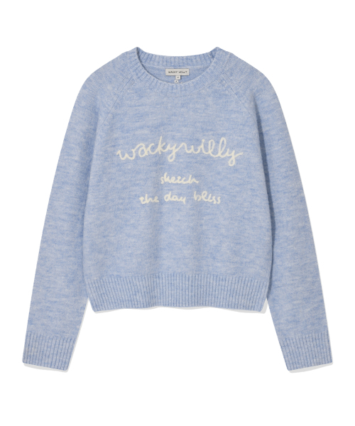 Wacky WiLLy(ワッキーウィリー)の「ウィメンズヘアリーレタリング刺繍プルオーバースカイブルー(ニット/セーター・レディース・その他・F)」の1枚目の写真