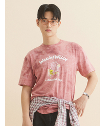 Wacky WiLLy（ワッキーウィリー）の「Surfing Kiki Graphic Washed T-Shirt Pink（Tシャツ/カットソー）」