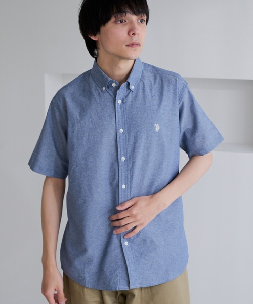 U.S. POLO ASSN.(ユーエスポロアッスン)の「【U.S. POLO ASSN.】ワンポイント ブロード 半袖 ボタンダウンシャツ(シャツ/ブラウス・メンズ・ホワイト/インディゴブルー/ネイビー/ブラック・L/M)」の4枚目の写真