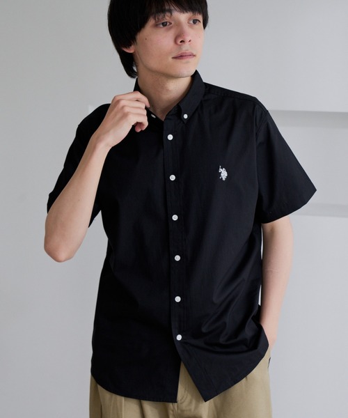 U.S. POLO ASSN.(ユーエスポロアッスン)の「【U.S. POLO ASSN.】ワンポイント ブロード 半袖 ボタンダウンシャツ(シャツ/ブラウス・メンズ・ホワイト/インディゴブルー/ネイビー/ブラック・L/M)」の2枚目の写真