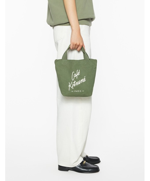 Maison Kitsune(メゾンキツネ)の「CAFE KITSUNE MINI TOTE(トートバッグ・メンズ・オリーブドラブ・U)」の6枚目の写真
