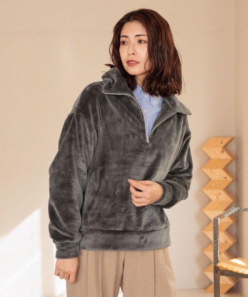 FOUND GOOD（ファウンドグッド）の「ハーフZIPファーPO（その他トップス・レディース・ベージュ/グレー系8/ブラウン系5・M/L/S）」の7枚目の写真