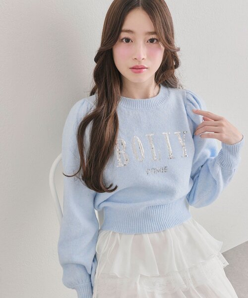 OLIVE des OLIVE（オリーブデオリーブ）の「スパンコール刺繍トップス（ニット/セーター・レディース・オフホワイト/トップグレー/サックスブルー/ブラック・FREE）」の12枚目の写真