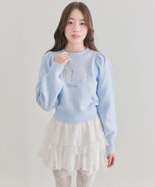 OLIVE des OLIVE（オリーブデオリーブ）の「スパンコール刺繍トップス（ニット/セーター・レディース・オフホワイト/トップグレー/サックスブルー/ブラック・FREE）」の13枚目の写真