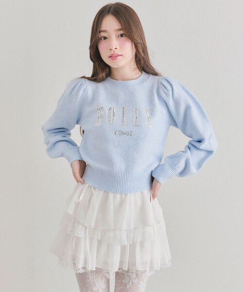 OLIVE des OLIVE（オリーブデオリーブ）の「スパンコール刺繍トップス（ニット/セーター・レディース・オフホワイト/トップグレー/サックスブルー/ブラック・FREE）」の14枚目の写真