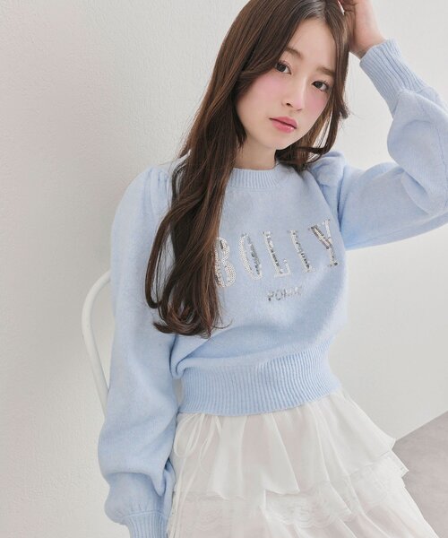 OLIVE des OLIVE（オリーブデオリーブ）の「スパンコール刺繍トップス（ニット/セーター・レディース・オフホワイト/トップグレー/サックスブルー/ブラック・FREE）」の16枚目の写真