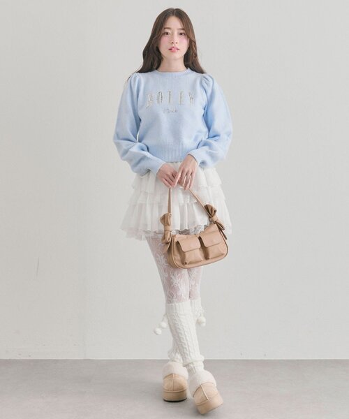 OLIVE des OLIVE（オリーブデオリーブ）の「スパンコール刺繍トップス（ニット/セーター・レディース・オフホワイト/トップグレー/サックスブルー/ブラック・FREE）」の17枚目の写真