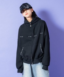 ankoROCK | a.p.o.v. ネイティブスタッズデザインボリュームネックスウェットオーバーサイズジップアップパーカー(パーカー)