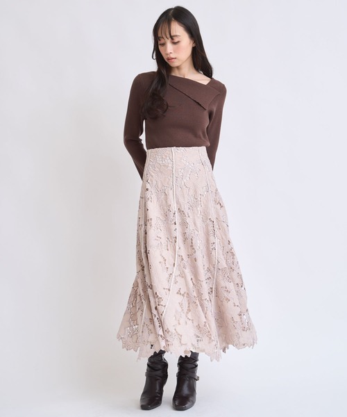 NOELA（ノエラ）の「レースレイヤードトルネードスカート（スカート・レディース・ピンク/ブラウン/オフホワイト・S/M）」の9枚目の写真