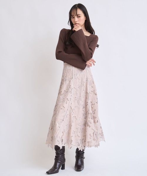 NOELA（ノエラ）の「レースレイヤードトルネードスカート（スカート・レディース・ピンク/ブラウン/オフホワイト・S/M）」の10枚目の写真