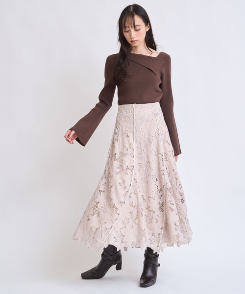 NOELA（ノエラ）の「レースレイヤードトルネードスカート（スカート・レディース・ピンク/ブラウン/オフホワイト・S/M）」の12枚目の写真