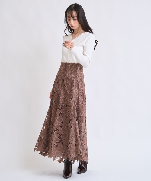 NOELA（ノエラ）の「レースレイヤードトルネードスカート（スカート・レディース・ピンク/ブラウン/オフホワイト・S/M）」の17枚目の写真