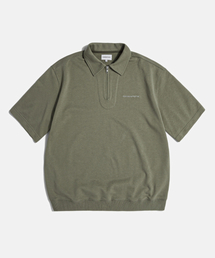 ESPIONAGE | Quarter Zip Collar S/S Sweatshirt Olive(ポロシャツ)